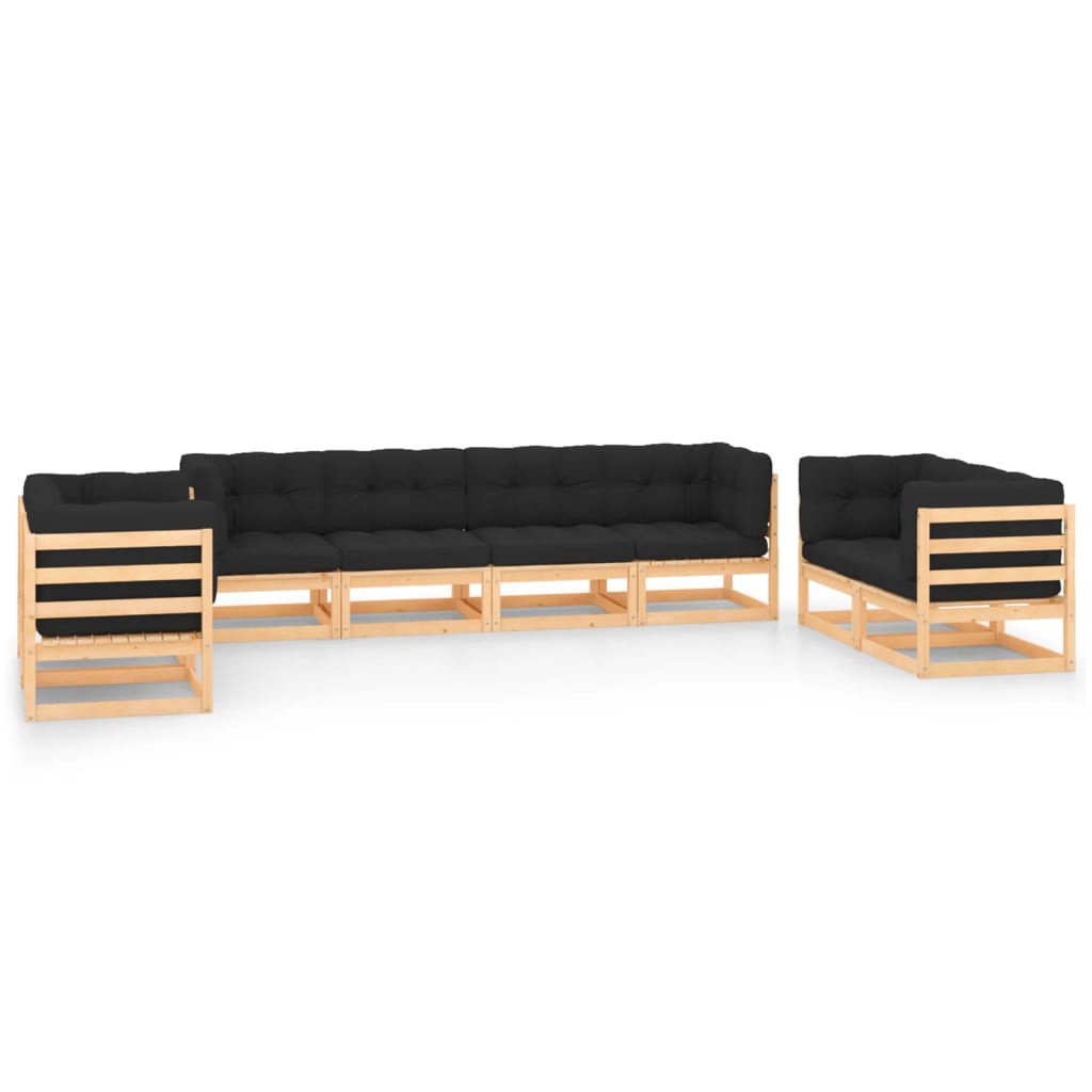 8-tlg. Garten-Lounge-Set mit Kissen Kiefer Massivholz